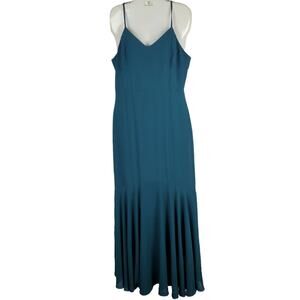 🌿 Lulus We Belong Together Emerald Green Maxi Dress L 90s Minimalist Wedding